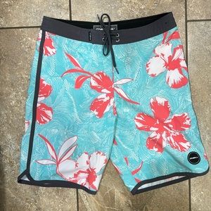 O’Neill size 27 board shorts, total length 16”